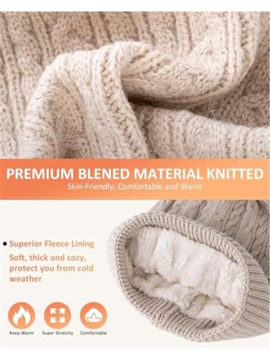 Womens Winter Hat Scarf Gloves Set Fleece Lined Knit Pom Pom Touchscreen main image 6
